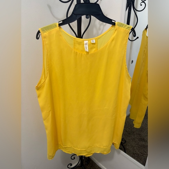 Tacera Sunny Yellow Sleeveless Tank Top - Picture 1 of 6
